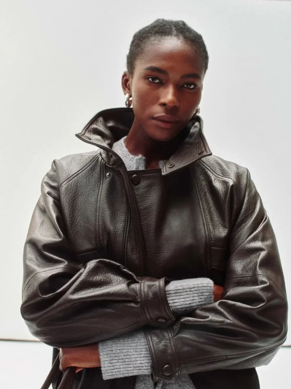 *NEW* Hemi Blurr High-Neck New Zealand Leather Jacket Dark Brown *REAL LEATHER* - Picture 2 of 7